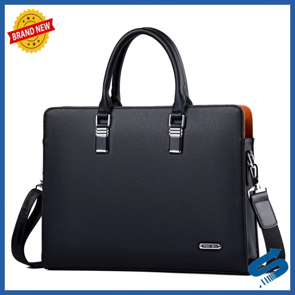 Leather Briefcase Laptop Bag Adjustable Shoulder Strap Business Travel